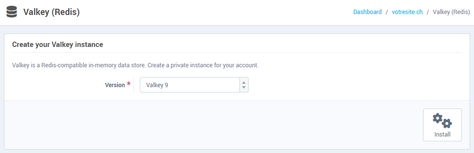 The Create your Valkey instance form, with Valkey 9 selected