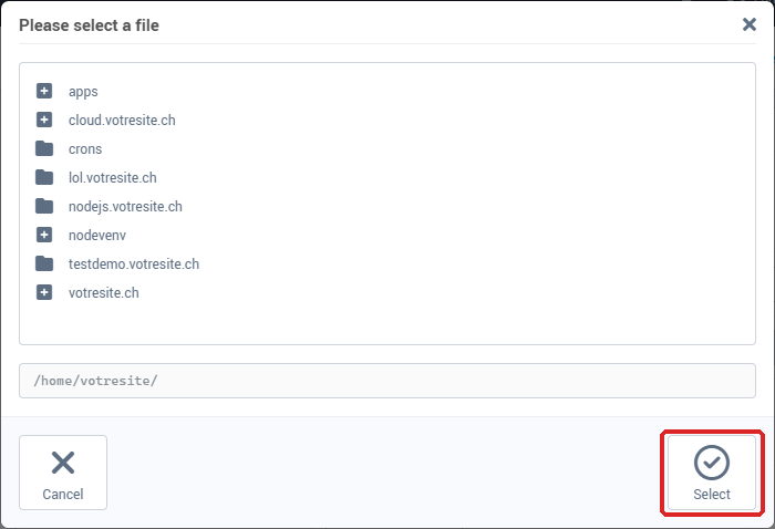 The script selection window: Please select a file