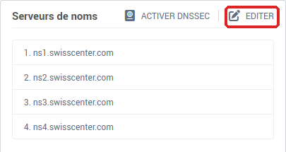 Le bloc Serveurs de noms après la désactivation de DNSSEC