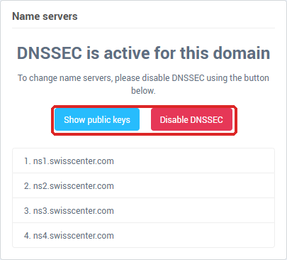 The Name servers block when DNSSEC is enabled