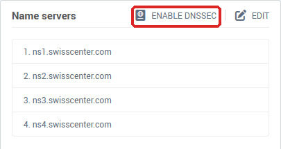 The Name servers block with the Enable DNSSEC button