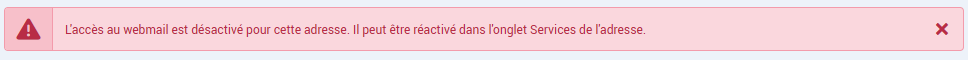 Message affiché quand on clique sur Webmail alors que le webmail est désactivé