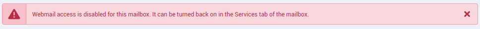 Message shown when you click Webmail while webmail is turned off