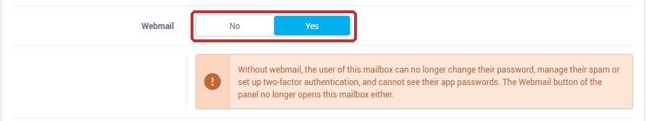 Webmail switch and its warning