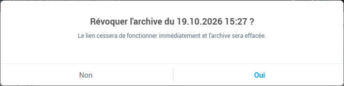La confirmation Révoquer l'archive