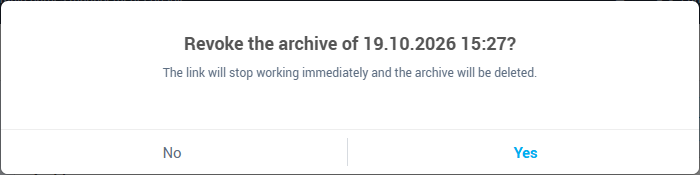 The Revoke the archive confirmation
